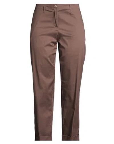 Kartika Woman Pants Dark Brown Size 12 Cotton, Elastane