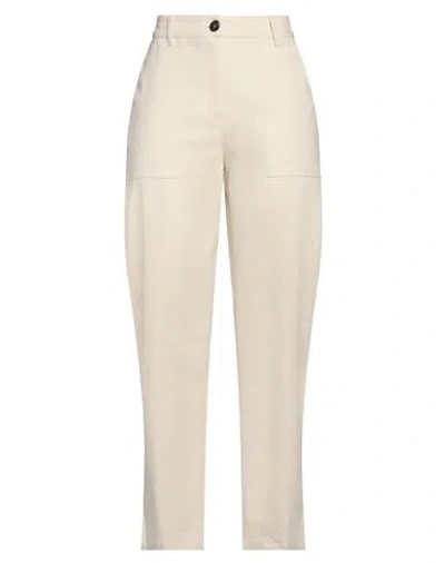 Kartika Woman Pants Ivory Size 8 Cotton, Elastane In White