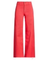 Kartika Woman Pants Red Size 12 Cotton, Elastane In Red
