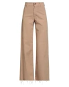 Kartika Woman Pants Sand Size 12 Cotton, Elastane In Brown