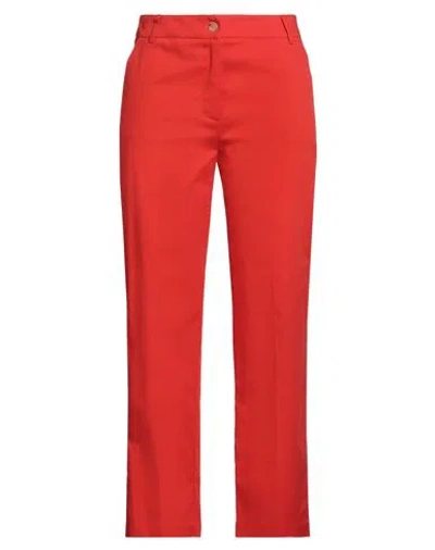 Kartika Woman Pants Tomato Red Size 6 Cotton, Elastane