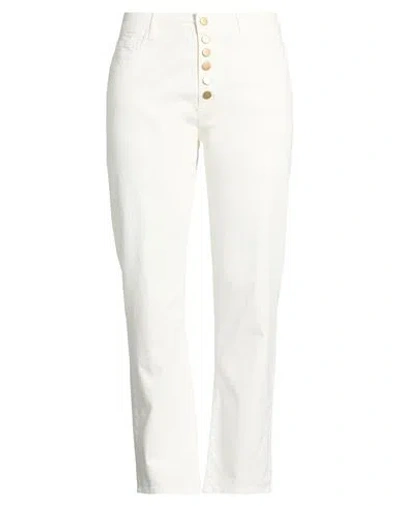 Kartika Woman Pants White Size 14 Cotton, Elastane In Multi