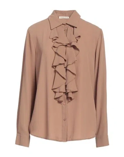 Kartika Woman Shirt Light Brown Size 8 Polyester