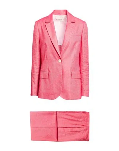 Kartika Woman Suit Coral Size 6 Linen, Viscose, Polyester In Red