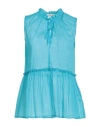 Kartika Woman Top Turquoise Size 4 Cotton In Blue