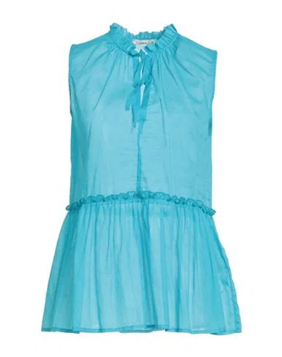 Kartika Woman Top Turquoise Size 4 Cotton In Blue