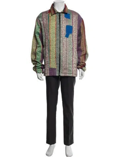 Pre-owned Karu Research Plaid Print Poncho In Green