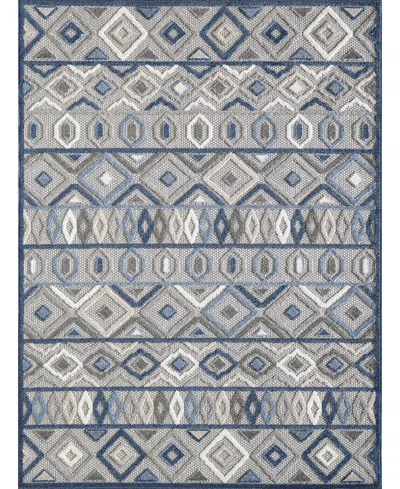 Kas Calla 6921 7'10" X 9'10" Outdoor Area Rug In Gray,blue