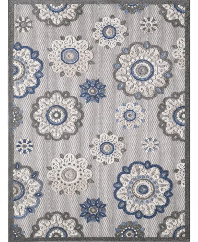 Kas Calla 6932 3'3" X 4'11" Outdoor Area Rug In Gray,blue
