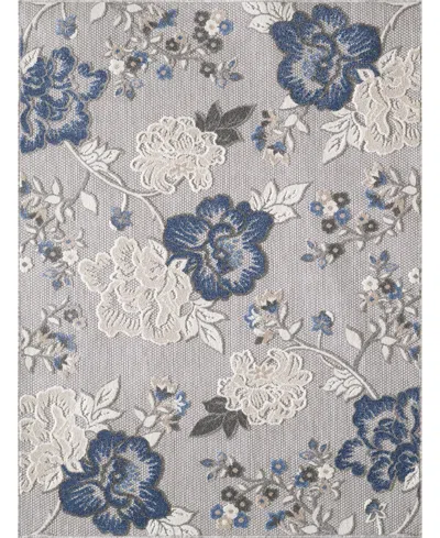 Kas Calla 6938 7'10" X 9'10" Outdoor Area Rug In Gray,blue
