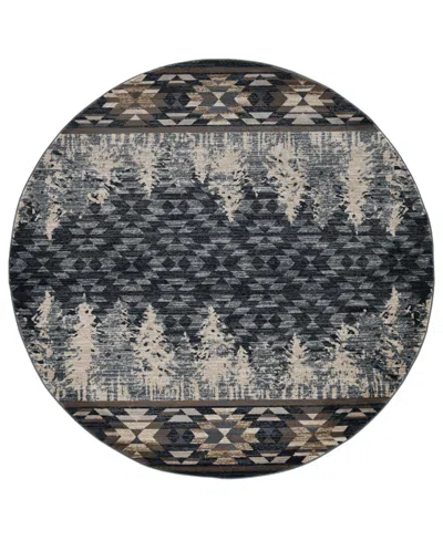 Kas Chester 5636 7'10" X 7'10" Round Area Rug In Slate Blue