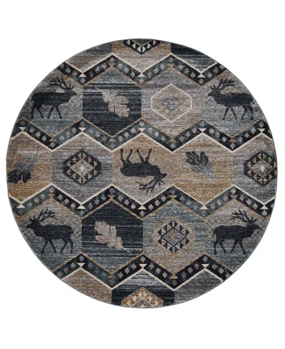 Kas Chester 5637 7'10" X 7'10" Round Area Rug In Brown,gray