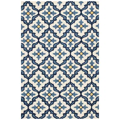 Kas Harbor 4210 3'3"x5'3" Ivory And Blue Mosaic Outdoor Area