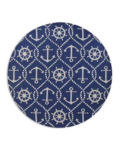 Kas Harbor Marina Round Area Rug, 7'6 X 7'6 In Blue