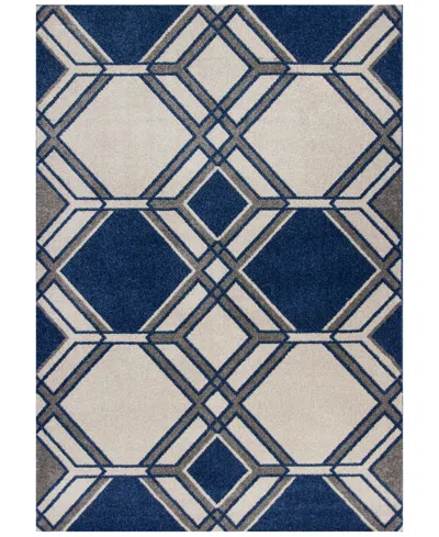 Kas Lucia Grant 2768 Ivory/denim 6'7" X 9'6" Indoor/outdoor Area Rug In 2768 Ivory,denim