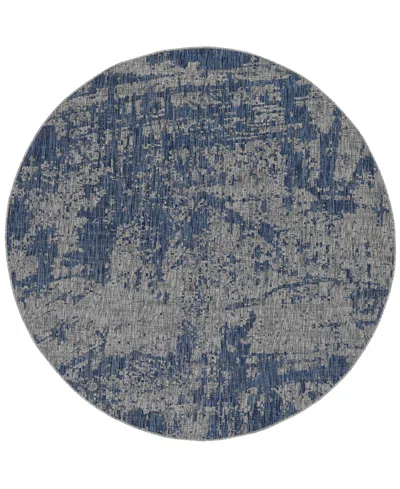 Kas Provo 5760 7'10" X 7'10" Round Outdoor Area Rug In Gray,denim