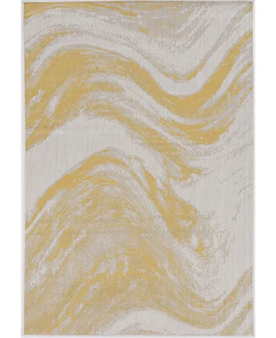 Kas Provo 5764 2'7" X 3'11" Outdoor Area Rug In Ivory,gold Tone