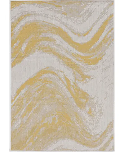 Kas Provo 5764 7'10" X 10'10" Outdoor Area Rug In Ivory,gold Tone