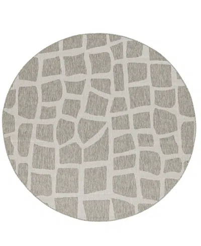 Kas Provo 5768 7'10" X 7'10" Round Outdoor Area Rug In Ivory,gray