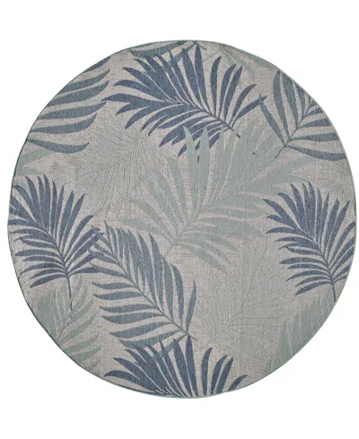 Kas Provo 5788 7'10" X 7'10" Round Outdoor Area Rug In Aqua