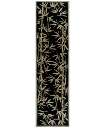 Kas Sparta Bamboo Border 2'6" X 10' Runner Area Rug In 3147 Black