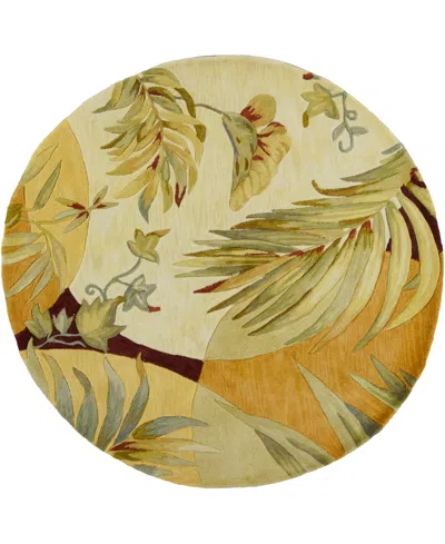 Kas Sparta Breezes 3113 Coral/ivory 5'6" Round Area Rug In 3113 Coral,ivory