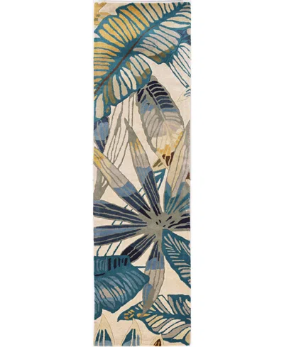 Kas Sparta Nassau 3154 Ivory/teal 2'6" X 10' Runner Area Rug In Multi