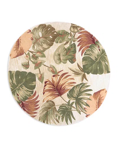 Kas Sparta Palm Leaves Round Area Rug, 5'6 X 5'6 In Beige