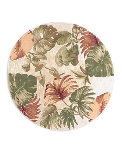 Kas Sparta Palm Leaves Round Area Rug, 7'6 X 7'6 In Beige