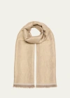 Kashmir Loom Dorukha Metallic Cashmere Wrap In Silver Natural
