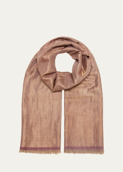 Kashmir Loom Dorukha Metallic Cashmere Wrap In Grape Gold