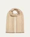 Kashmir Loom Dorukha Metallic Cashmere Wrap In Silver Natural