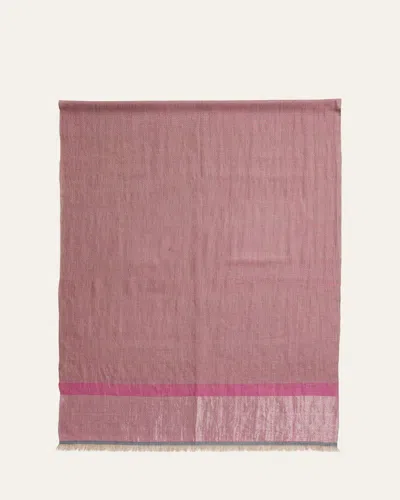 Kashmir Loom Stria Diamond Weave Cashmere Stole In Stria Cyclamen Bluebell Silver
