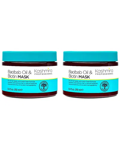 Kashmira Professional Unisex 8.4oz Baobab Oil & Biotin Professional Repairing Hair Mask 2 Pack In Brown
