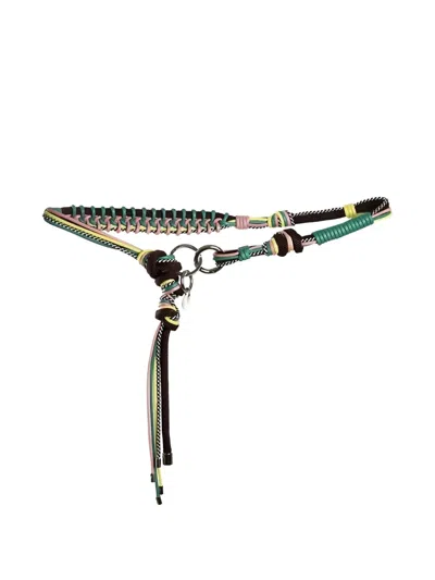 Kashura Braided String Belt In Green