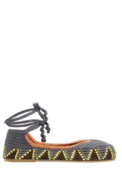 Kashura Crochet Ballerina Flats In Gray