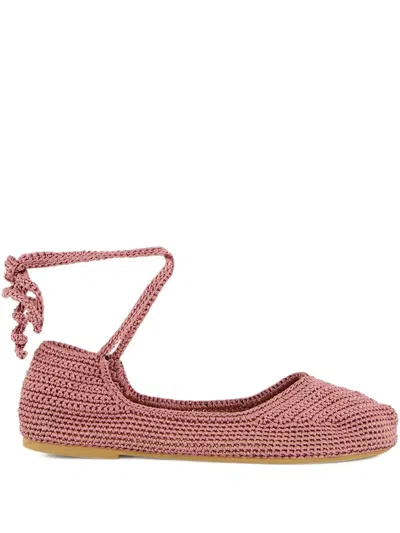 Kashura Crochet Ballet Flats In Pink