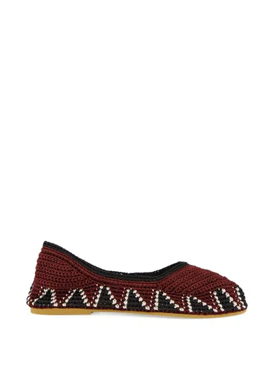 Kashura Hand-crocheted Pattern Ballet Flats In Brown