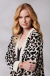 Kashwere Apparel Chenilla Classic Cardigan In Linen Wheat Black
