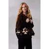 Kashwere Apparel Cropped Patterned Jacket In Black/chestnut/wheat