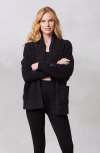 Kashwere Apparel Easy Cardigan Chenilla Classic In Black/new Charcoal