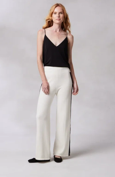 Kashwere Apparel Palazzo Track Pants In Creme/black Stripe