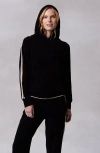 Kashwere Apparel Track Hoodie In Black/sand Stripe