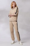Kashwere Apparel Track Hoodie In Sand/black Stripe