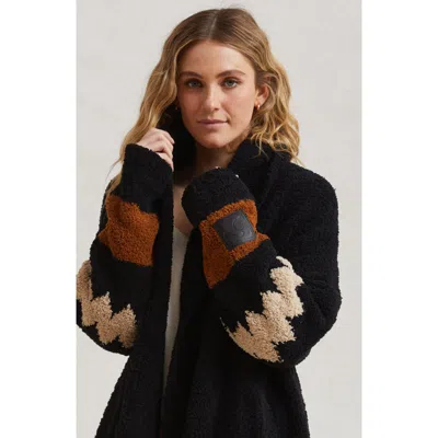Kashwere Apparel Womens Shawl Collar Coat In Black, Chestnut, Teddy