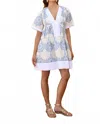 Kasia Antigone Mini Dress In White And Blue In White
