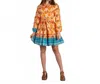 Kasia Carina Long Sleeve Mini Dress In Orange Multi In Multi
