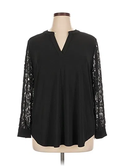 Pre-owned Kasper 3/4 Sleeve Blouse In Black