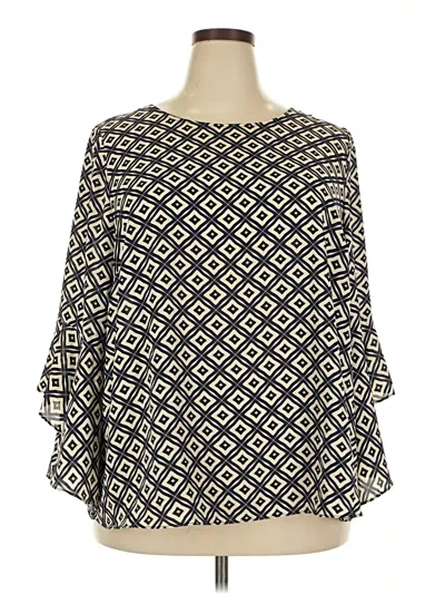 Pre-owned Kasper 3/4 Sleeve Blouse In Black