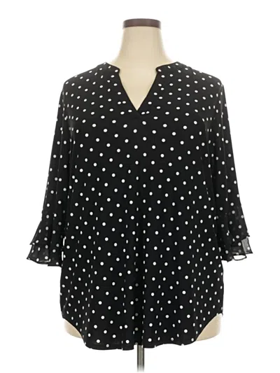 Pre-owned Kasper 3/4 Sleeve Blouse In Black